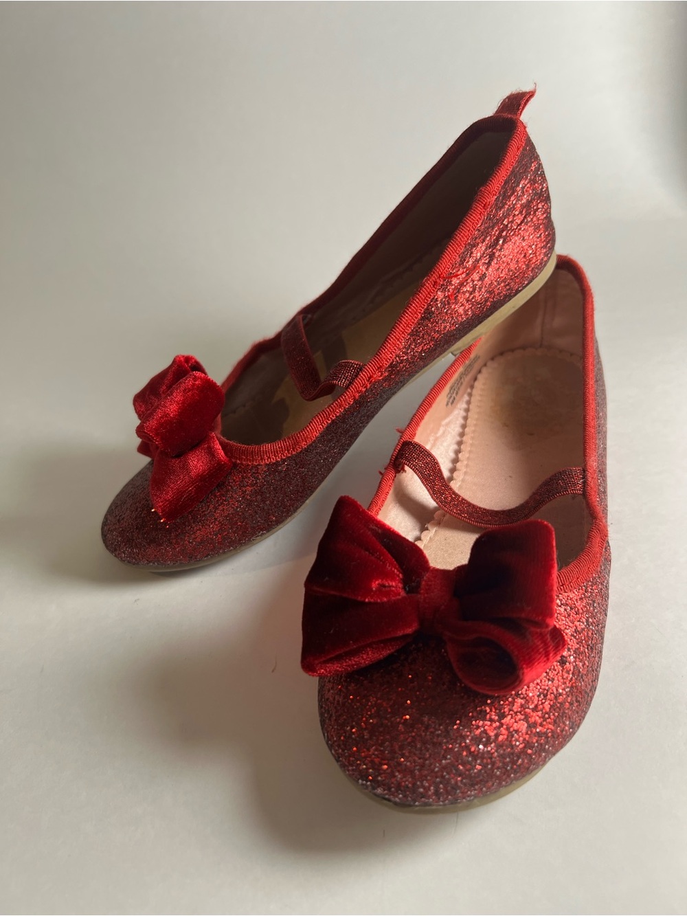Girls H&M Red Glitter Bow Ballet Flats - Kids Shoes Size 13